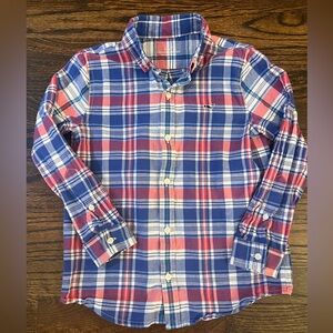 Vineyard vines boys red white blue plaid button down size 6